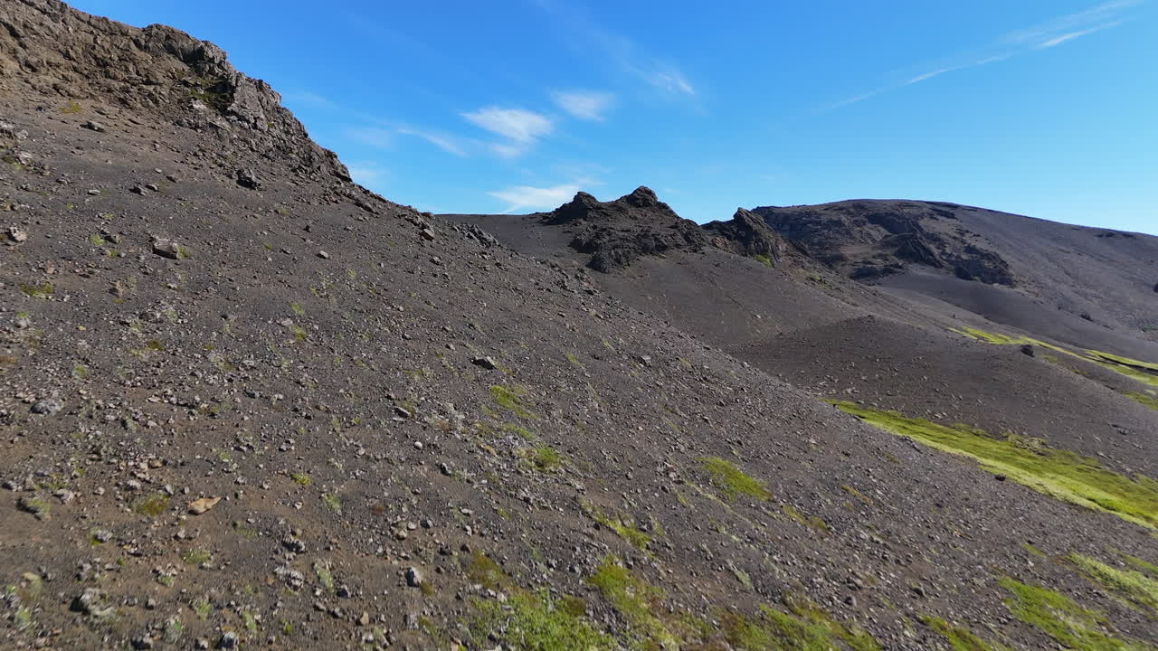 Aerial view of the desolate Melrakkaslétta highlands between Raufarhöfn and Kópasker, showing vast open terrain, rugged textures, and isolated Icelandic wilderness