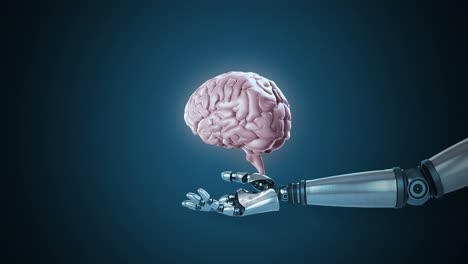 Roboterhand-Präsentiert-Digitales-Menschliches-Gehirn