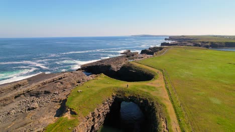 Aerial-footage-of-Bridge-of-Ross-eroded-rock-formation