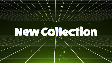animación del texto de la nueva colección sobre la onda brillante y la cuadrícula