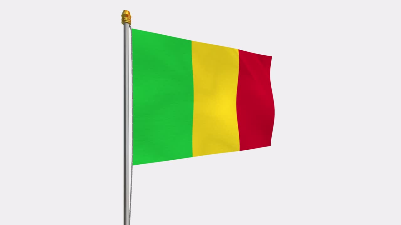 Loop video of Mali flag  fluttering in the wind, slow motion video of 4k , With Alpha channel