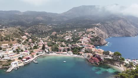 aerial view of a picturesque seaside village in greece