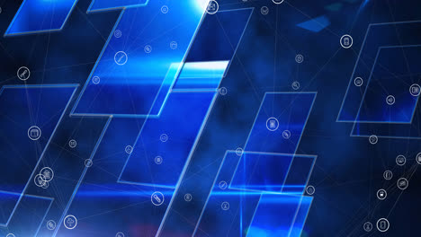 animación de la red de conexiones con iconos digitales