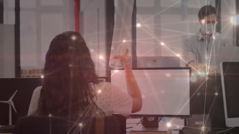 animación de la red de conexiones sobre personas de negocios en la oficina
