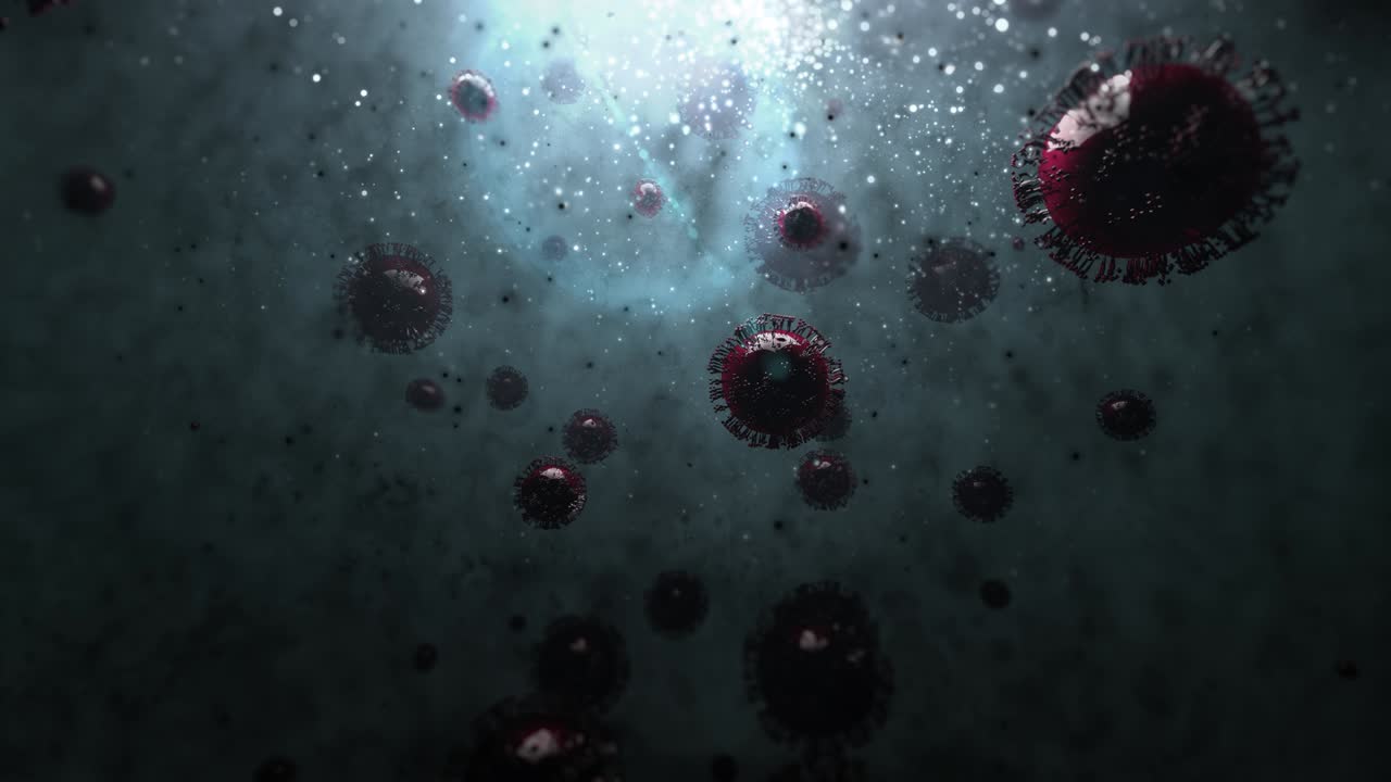 3D Generic Virus floating in liquid.
