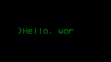 Typing-the-classical-programmers'-greeting-phrase,-Hello-World,-on-a-computer-terminal