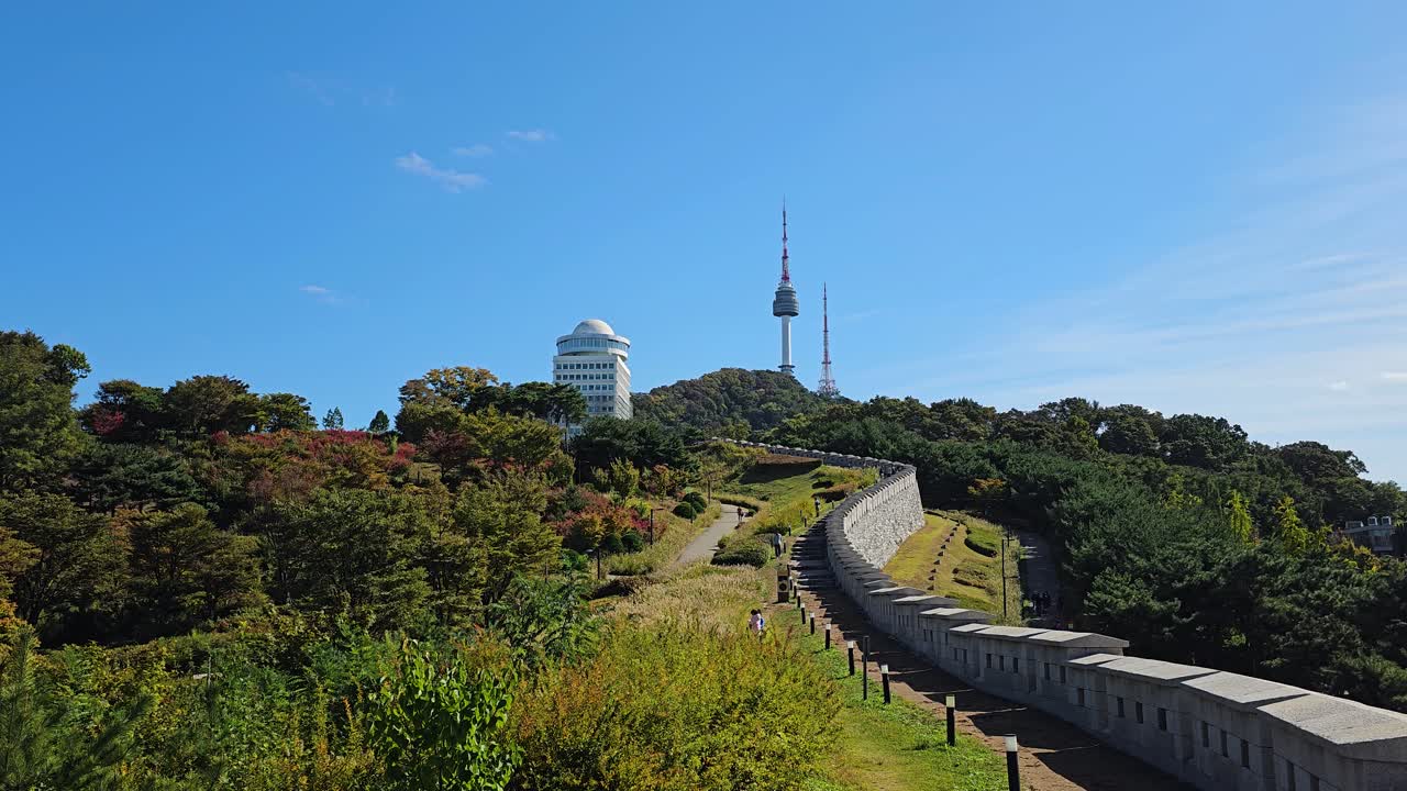 Beautiful autumn view of Namsan Seoul Tower and surrounding nature