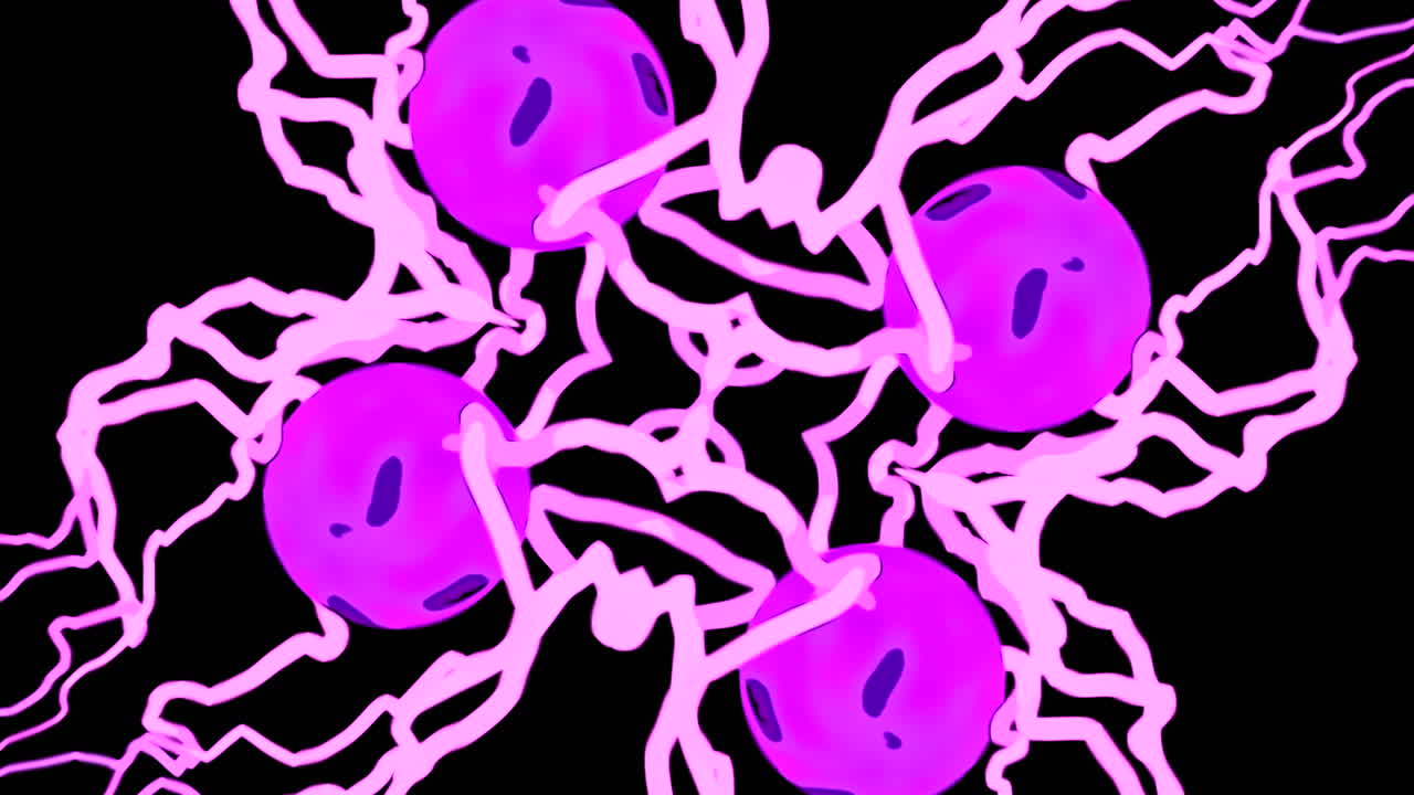esferas púrpuras brillantes abstractas con patrones eléctricos