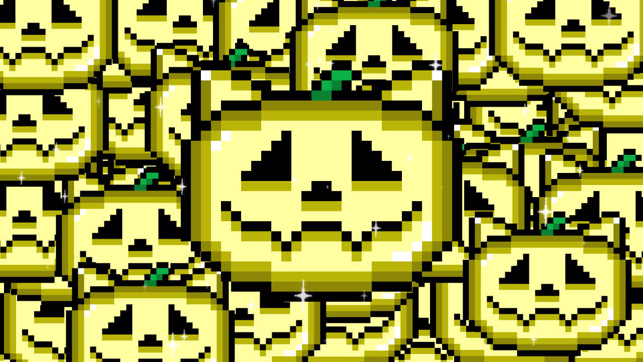 Pixel art pop up Halloween jack o lantern cat Transitions. 1080p - 30 fps - Alpha Channel (4).mov