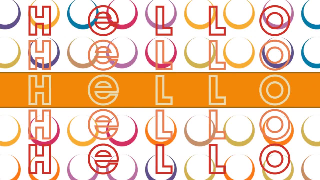 다채로운 그래픽과 모양 위에 안 ⁇ 하세요 텍스트의 애니메이션