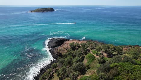 Fingal Headland And Causeway In Northern Rivers, New South Wales, Australia. Aerial Shot