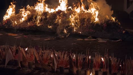 burning offerings ritual at night