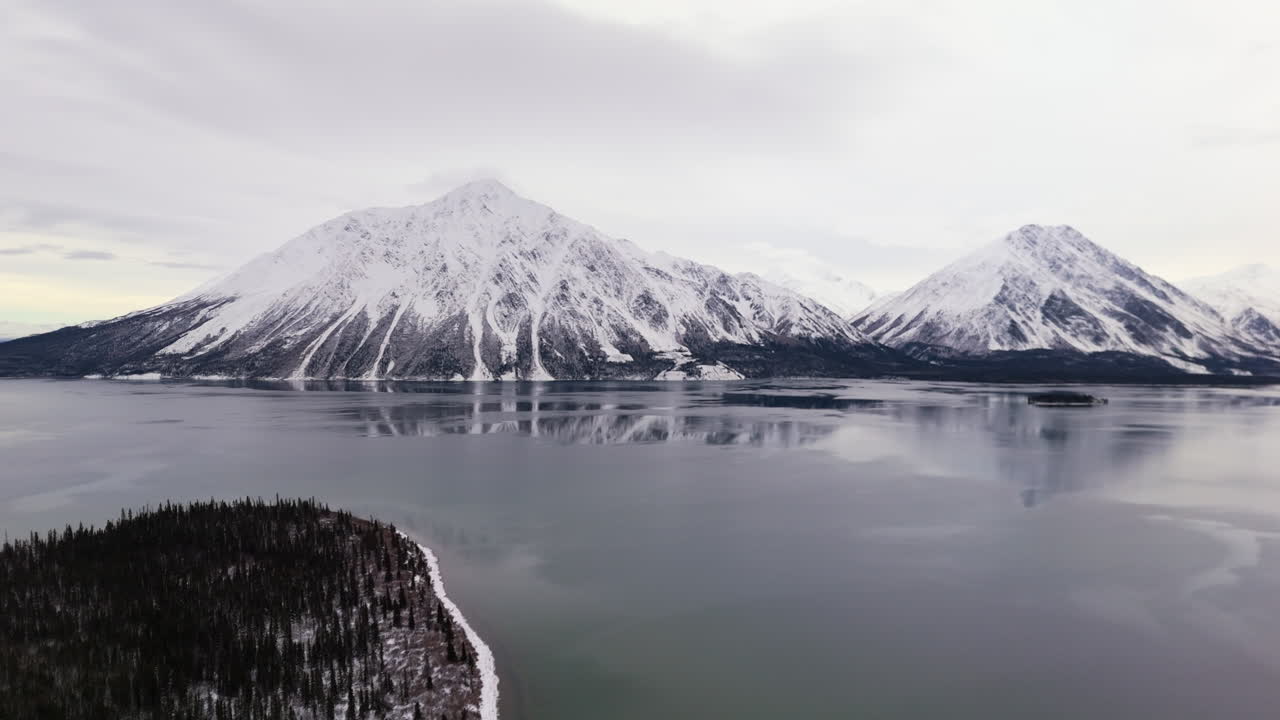 Winter Landscape Of Kathleen Lake In Yukon, Canada - Aerial Shot