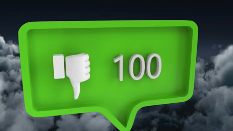 animación de un icono diferente con números en la burbuja de habla sobre el cielo y las nubes