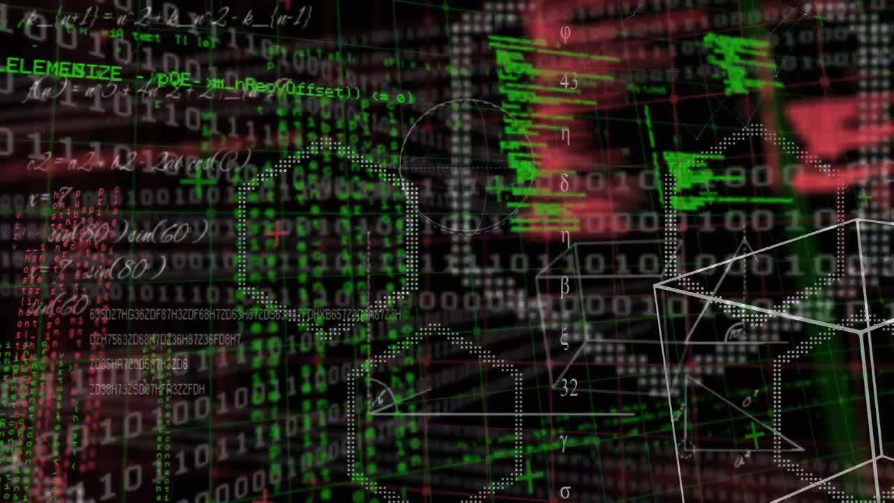 animación del procesamiento de datos sobre formas