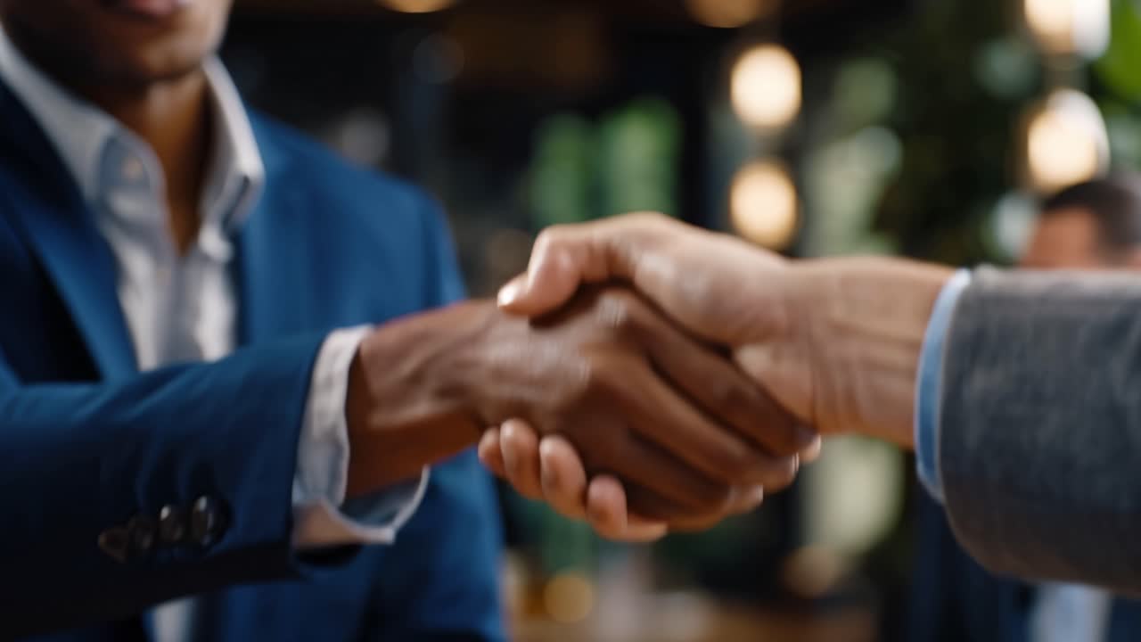 A Professional Handshake Between Two Individuals, Signifying Trust, Agreement, and Collaboration in a Business Setting with a Soft Focus Background