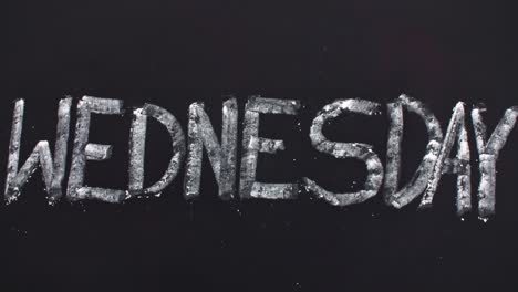 word 'wednesday' written on the blackboard