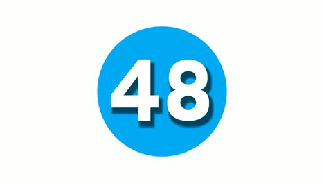 number 48 forty eight sign symbol animation motion graphics on blue circle white background,cartoon video number for video elements