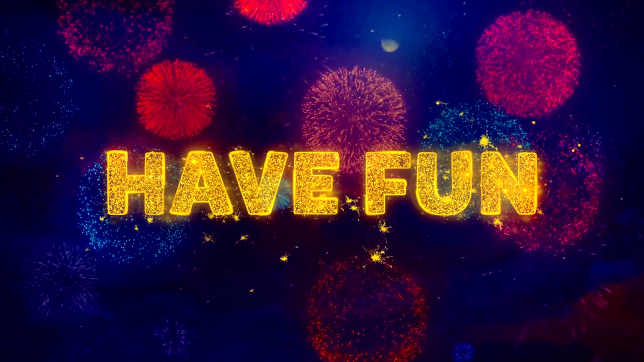 다채로운 불꽃놀이 폭발 입자에 대한 재미있는 텍스트를 가지고 있습니다.