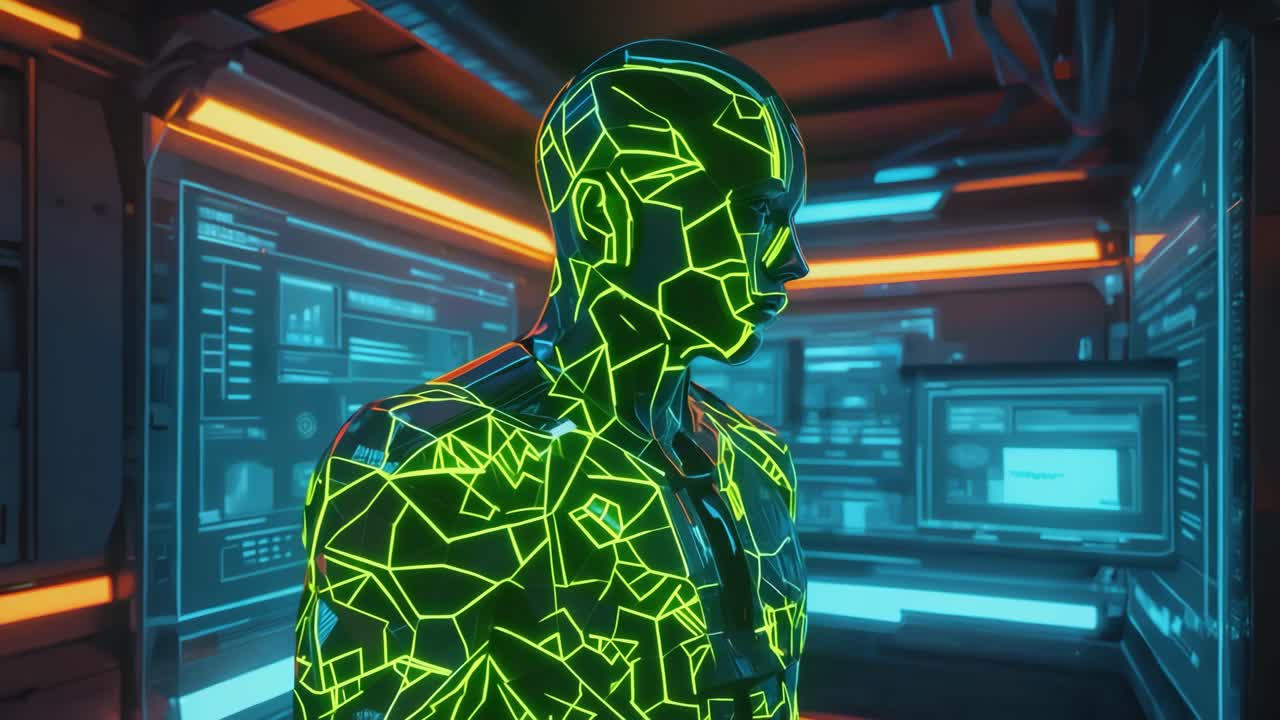 Futuristic Cyborg in a Sci-Fi Environment