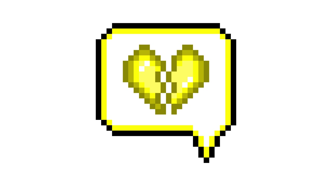 Animazione pop-up di icone Pixel Art con cuore spezzato in un fumetto (3).mov