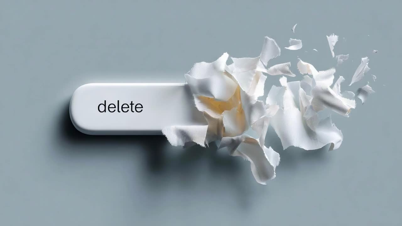 The Visual Impact of the 'Delete' Key: A Journey from Chaos to Simplicity, Showcasing the Transformation from Disarray to Clarity in Digital Communication and Data Management