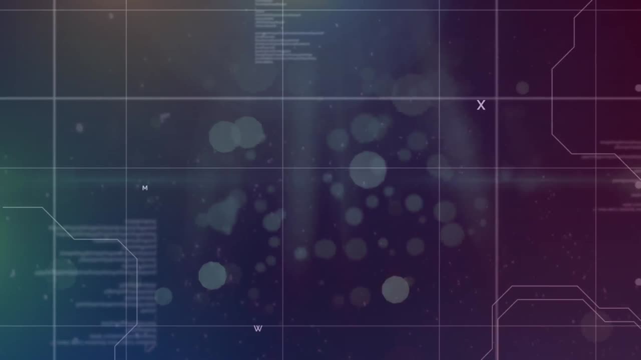Animation of data processing over navy background