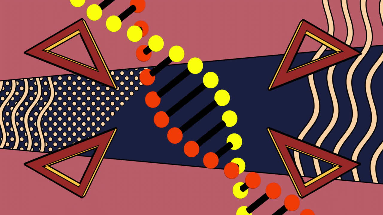 Animation of abstract geometric shapes with central vertical line of circles