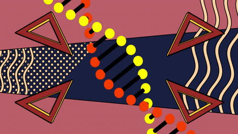 animation of abstract geometric shapes with central vertical line of circles