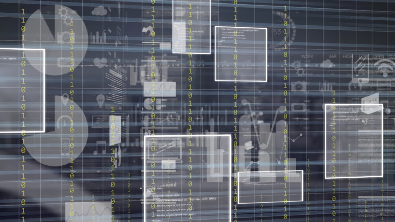 Animation of data processing over 3d cityscape