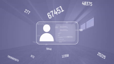 animación de números y procesamiento de datos sobre la pantalla con icono de personas