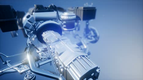 detailed car engine and other parts