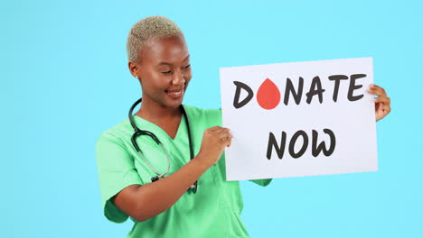 Face,-black-woman-and-doctor-with-a-poster