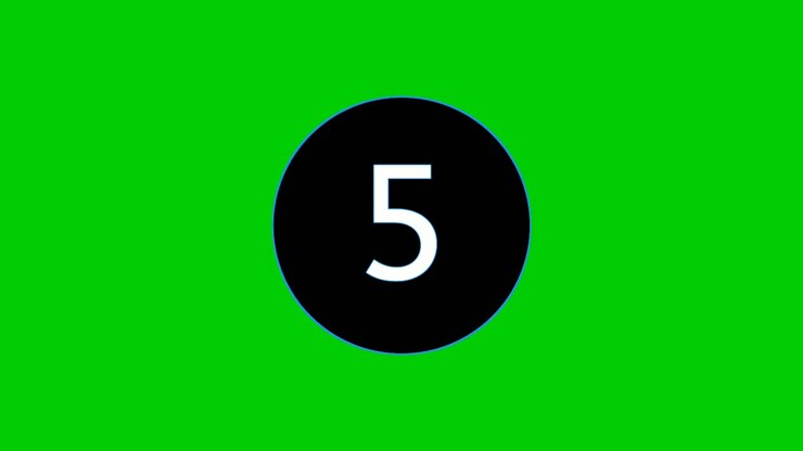 Countdown cartoon animation number Ten 10 to 1 one on green screen background.4K video timer or second concept