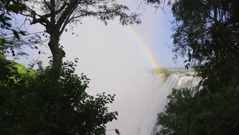Static-footage-of-a-rainbow-that-is-coming-out-of-the-mist-of-a-waterfall