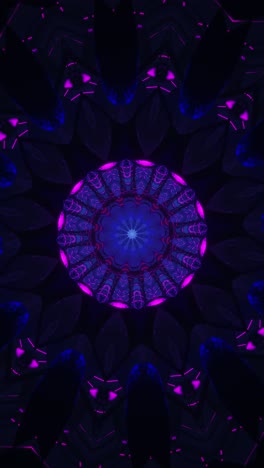 blue and purple abstract background with star in the center. kaleidoscope vj loop vertical