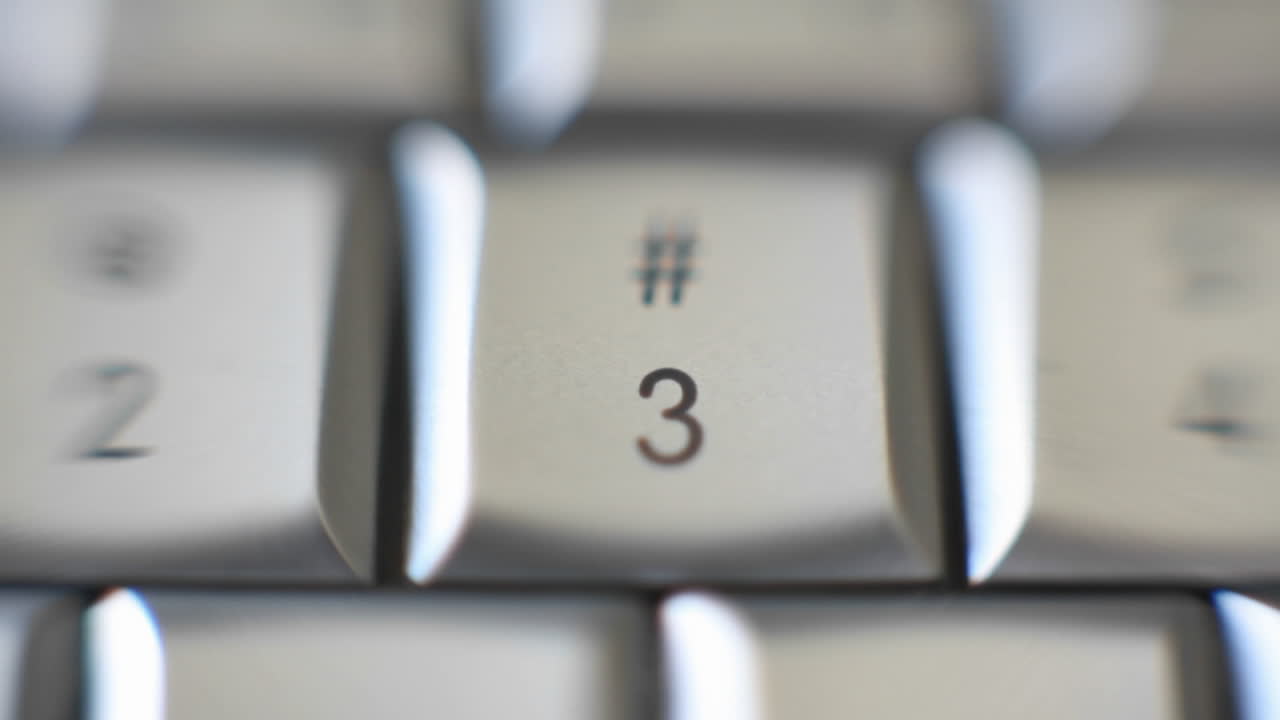 The number 3 is on a computer keyboard