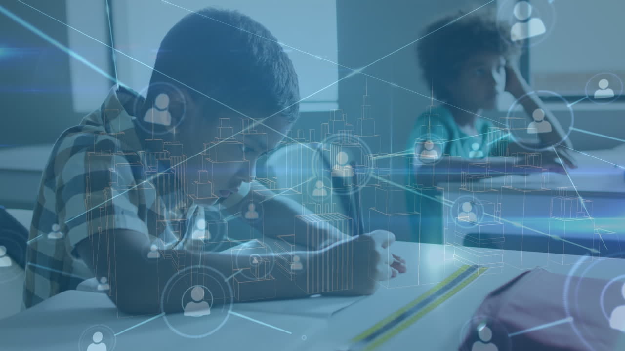 Animation of data processing over diverse schoolchildren learning