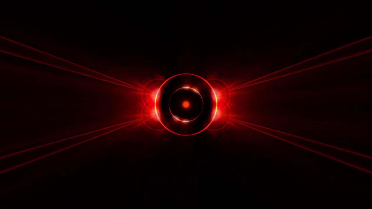 bucle abstracto brillante luz roja brillante neón ciencia ficción futurista en forma de círculo fondo. 4k infinito bucle sin costuras vj fondo de movimiento. campos de fuerza de energía eléctrica abstracto ondulación forma de círcolo 3d.