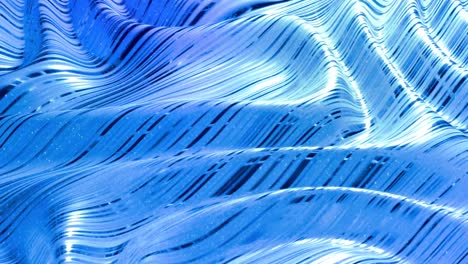 fondo líquido abstracto en bucle con patrón brillante ondulado en una superficie brillante y brillante. fluido azul viscoso como la superficie de papel de aluminio o vidrio brillante. hermoso telón de fondo festivo creativo. simple bg brillante
