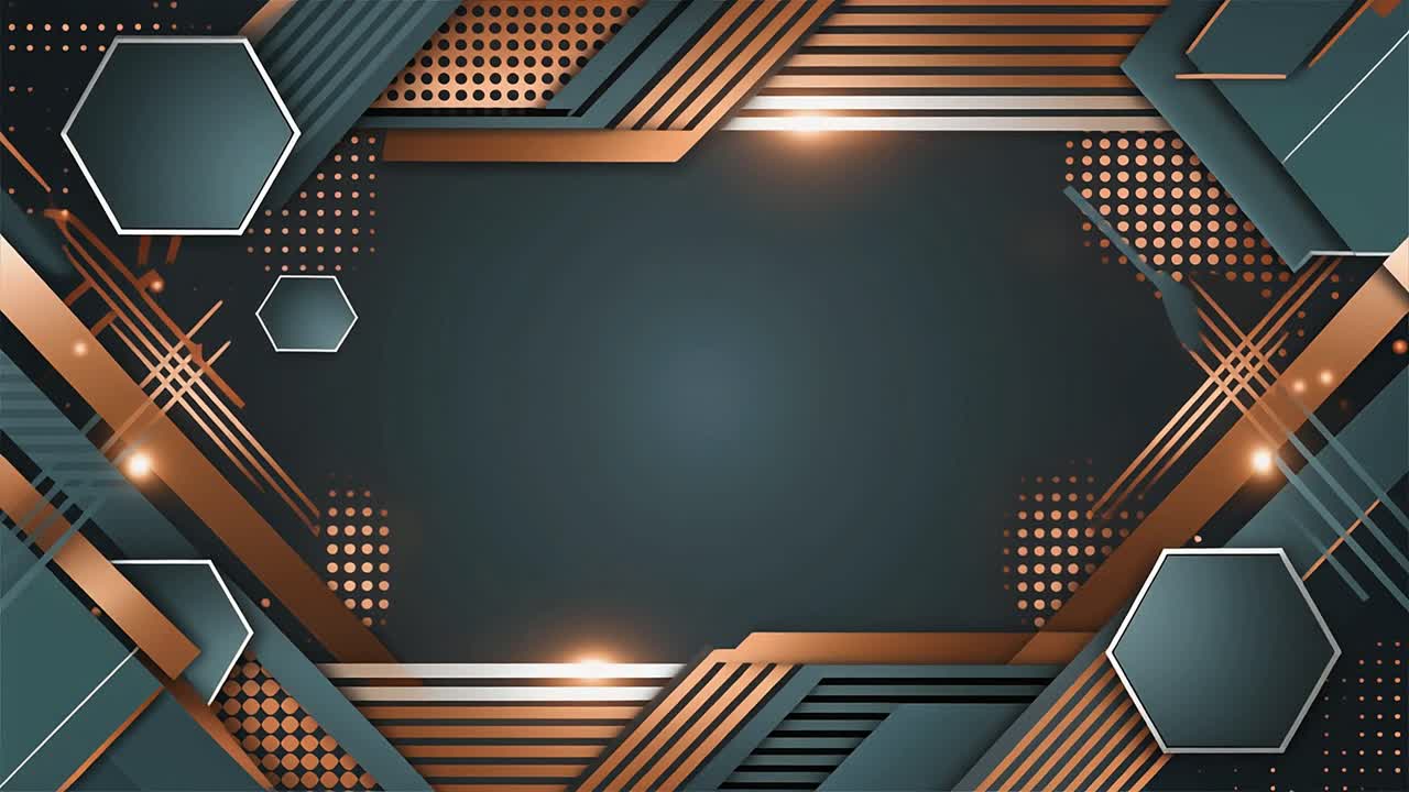 Modern Abstract Geometric Background with Metallic Copper and Teal Shapes