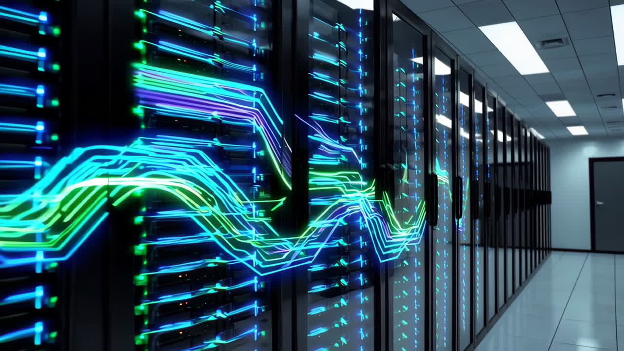 Modern Data Center with High Tech Servers