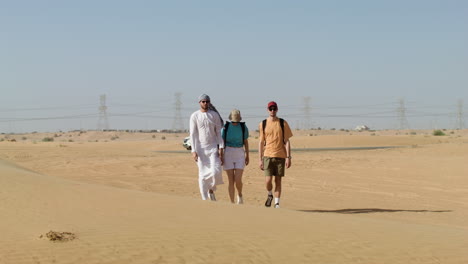 three travelers in the desert