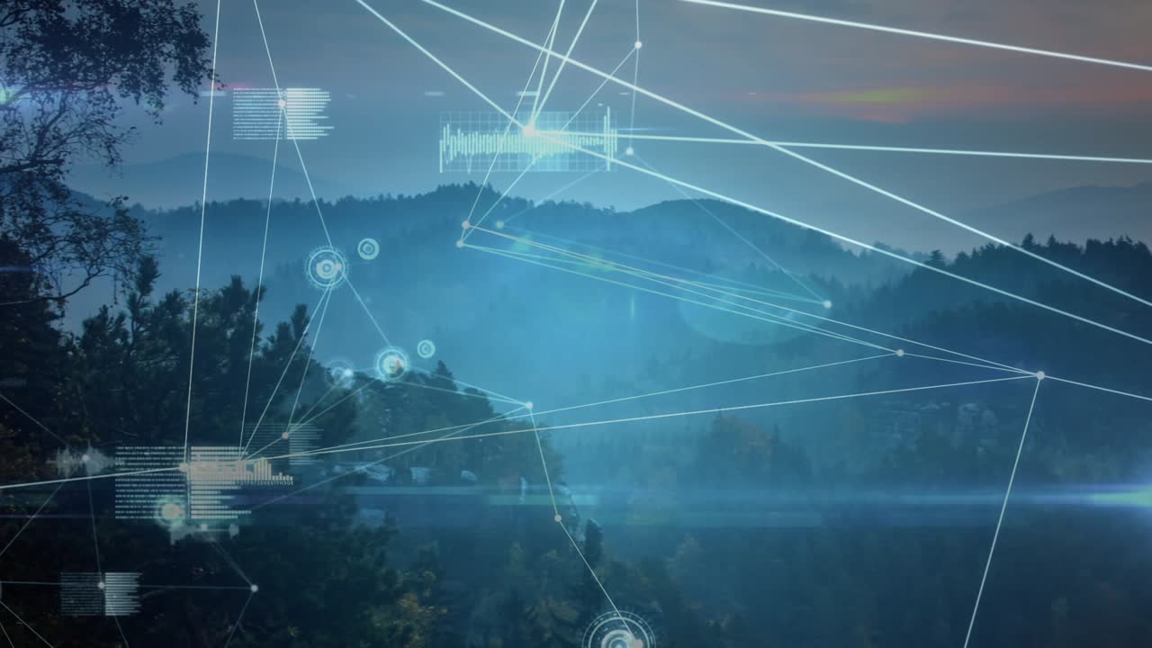 Animation of network of connections over landscape