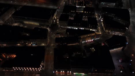 business district in downtown reykjavik capital of iceland at night