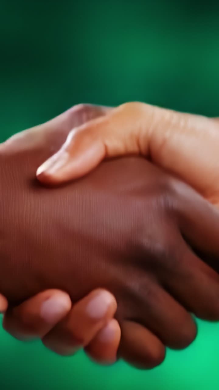 A Close-Up of Two Hands Shaking, Symbolizing Unity, Trust, and Connection Against a Soft Green Background, Highlighting Friendship and Collaboration