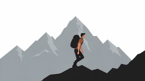 an adventurous journey through majestic mountains: a hiker ascends the steep terrain of nature's majestic peaks in serene wilderness