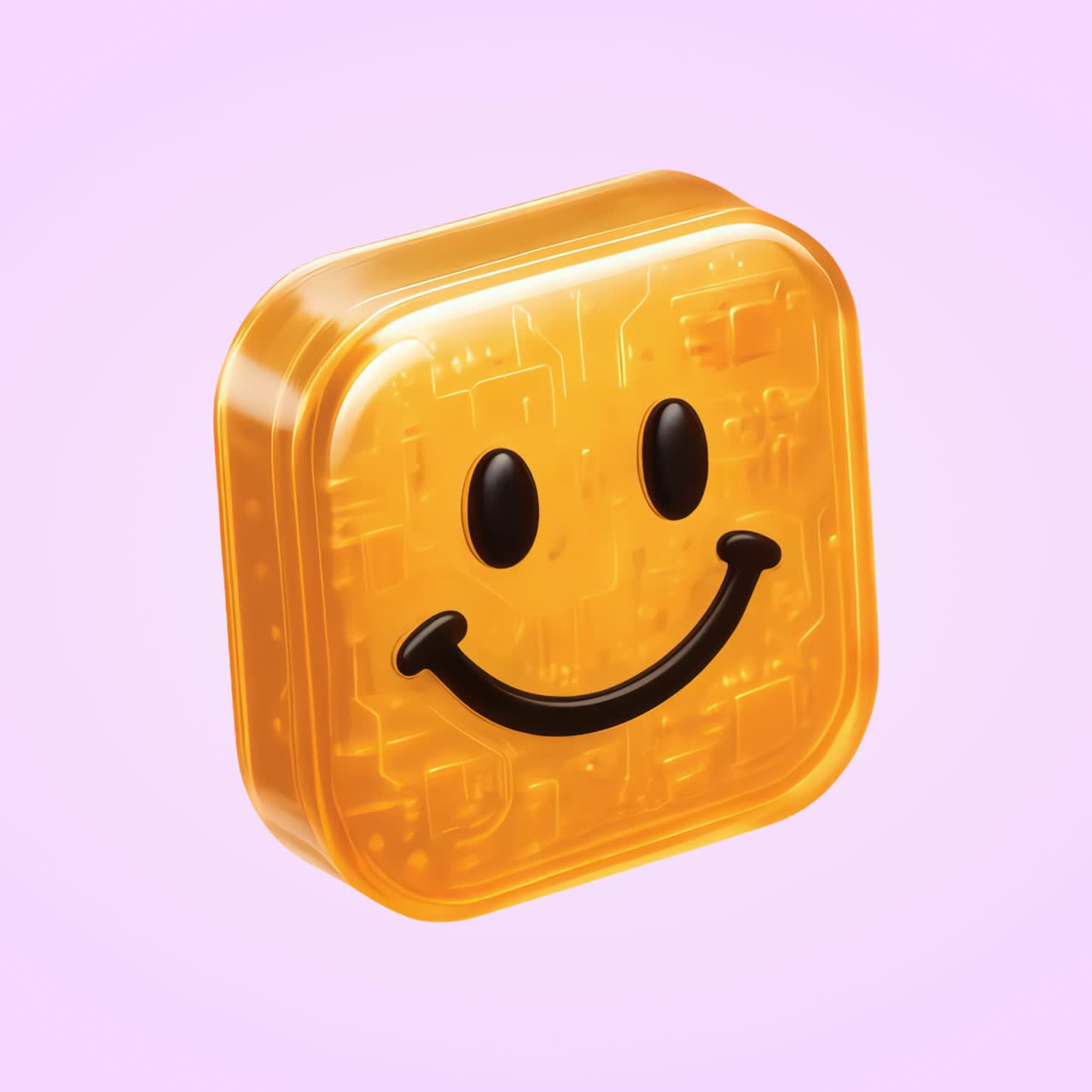 Glossy smiley face icon animation isolated asset, transparent 4K video, alpha channel, ProRes 4444