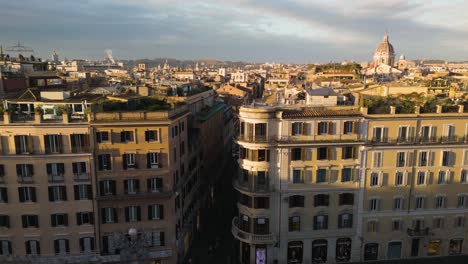 Drone-Flies-Over-Famous-Fountain-at-Spanish-Steps