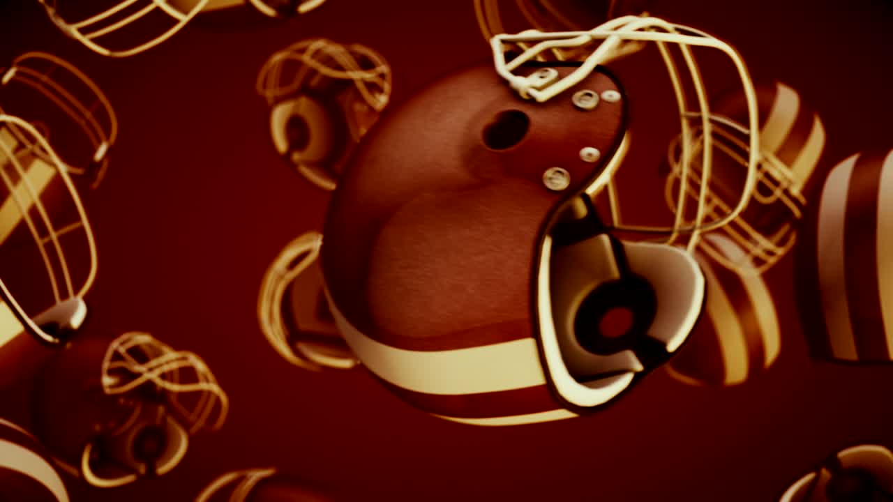 casco de fútbol estadounidense giratorio y transición con luma mate canal alfa - bucle sin costuras - video de stock